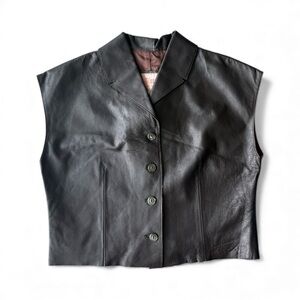 Vintage Tijuca Vera Pelle Elegant Dark Brown Leather Women's Vest Size Small